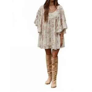 NEW BY TOGETHER floral affair flare mini dress in cream